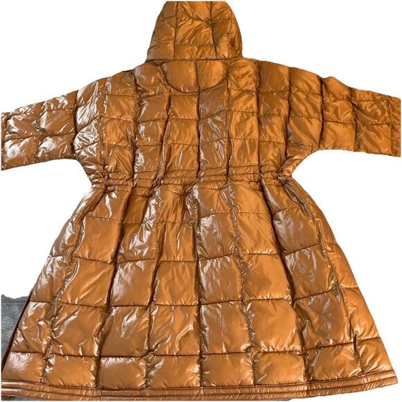 Free People FP MOVEMENT Patricia Packable Poncho Puffer Jacket Brown Large *READ - Picture 8 of 16